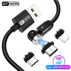 Магнитный кабель GTWIN типа C Micro USB для iPhone Samsung Xiaomi Быстрая зарядка мобильный телефон USB шнур Новый 360  + 180  свободное вращение
