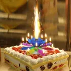Музыкальные свечи для торта, цветок лотоса, свечи для дня рождения, декоративные музыкальные украшения для вечеринки
