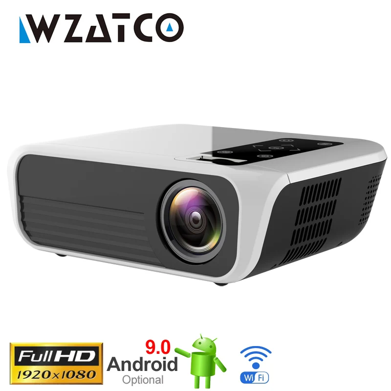 WZATCO новейший T8 Full HD 1920*1080P светодиодный проектор Android 9,0 wifi HDMI USB PC портативный домашний кинотеатр проектор с поддержкой 4K