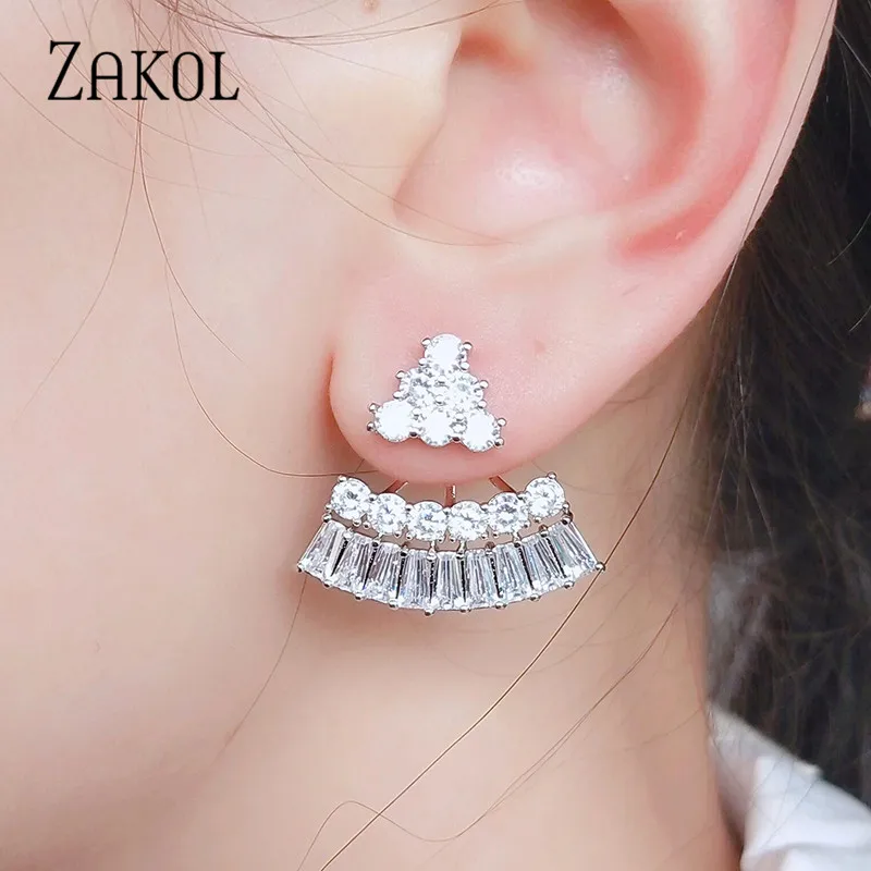 Модные женские серьги-гвоздики ZAKOL с кубическим цирконием класса ААА свадебные