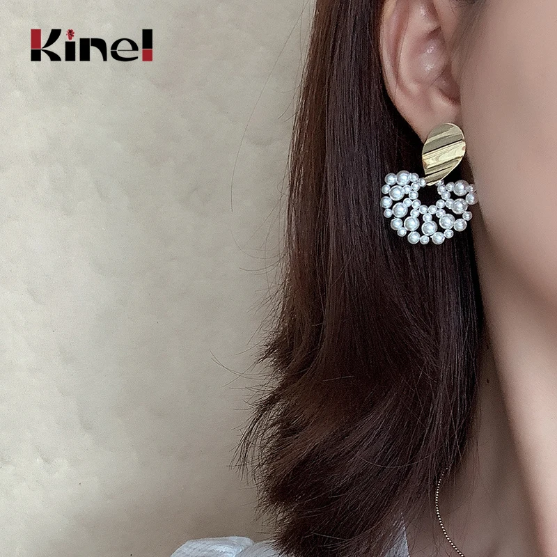 

Kinel 100% 925 Sterling Silver Natural Baroque Pearl Earrings 18K Gold Top Quality Boho Jewelry Silver Earrings for Women