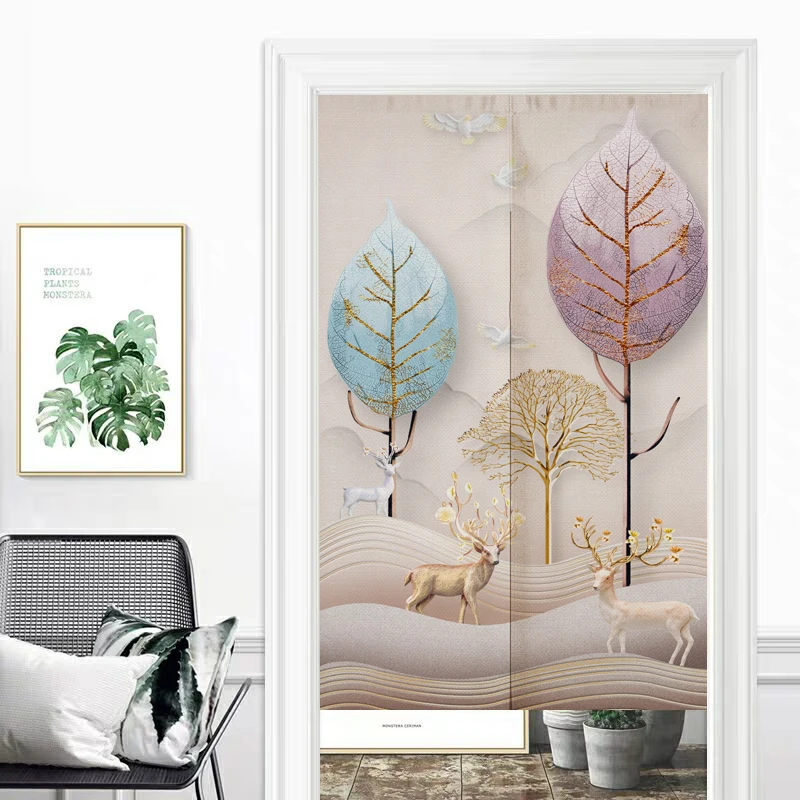 

Nordic Minimalist Elk Door Curtain Bedroom Partition Curtain Home Kitchen Curtain Toilet Half Curtain.feng Shui Curtain
