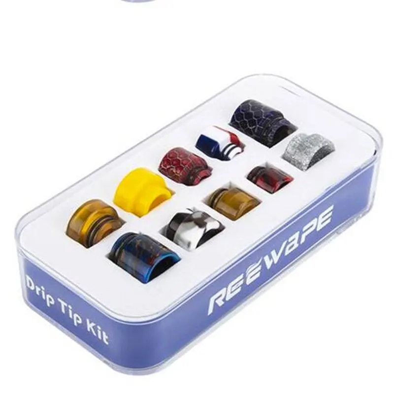 

Authentic Aleader Epoxy Resin PEI Beeswax Drip tip Kit Set Wide Bore 810 510 Thread Mushrooms MouthpieceSnake Skin Grid Rainbow