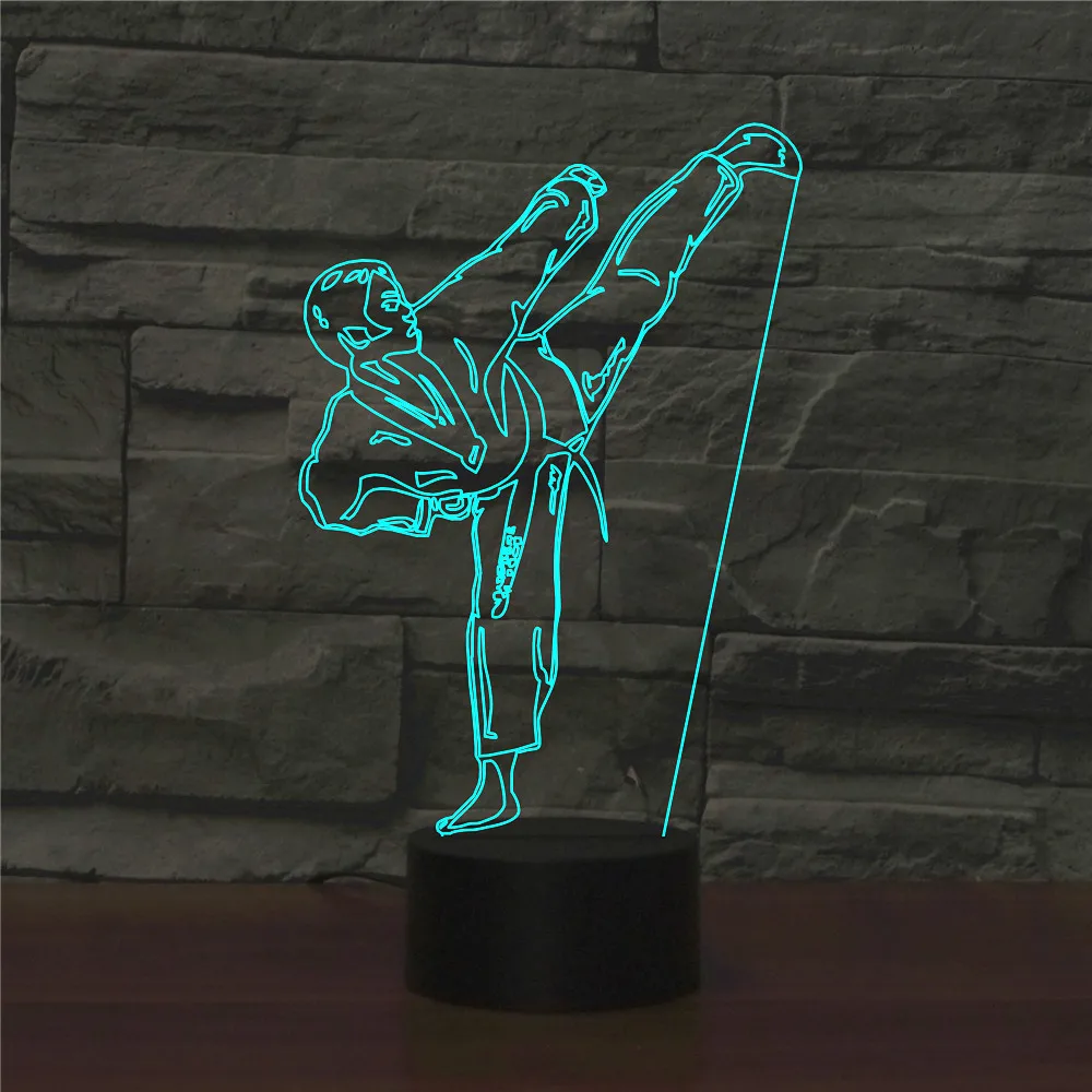 3D LED Night Light Remote Touch Table Desk Lamp Taekwondo Boys Gift Home Bedroom Decoration | Лампы и освещение
