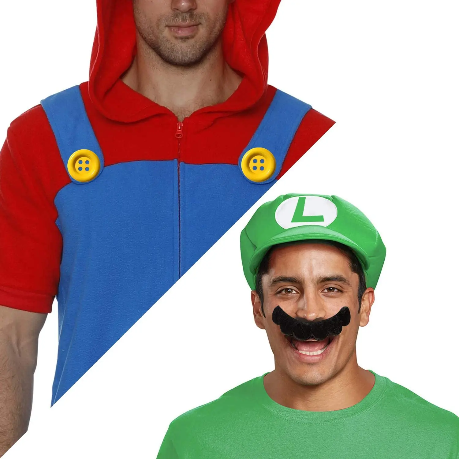 

Super Mario Costume Kit incl. Mario Red Hat + 2x white gloves + 7x mustache + 2x 5cm buttons for Mario Party Character Games Car