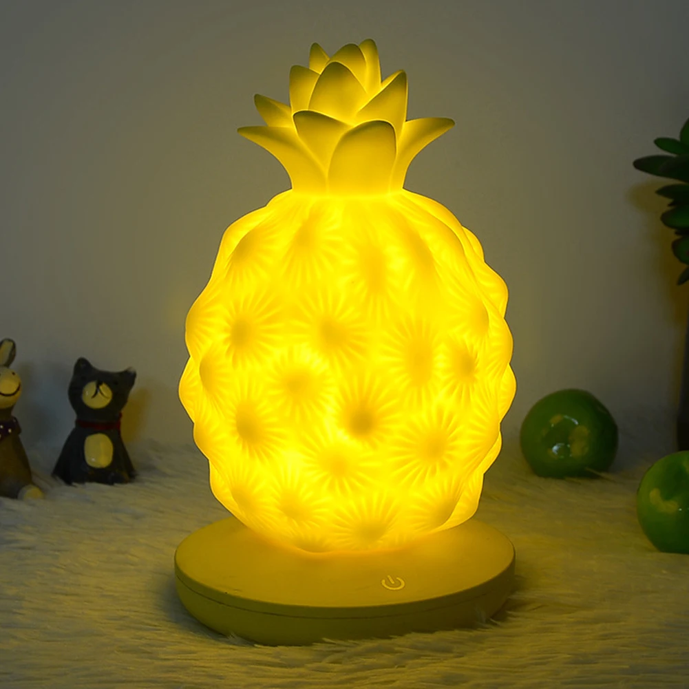 

Bright Night Lights Bedroom Silicone Pineapple Gift Toy Led Decor Desk Lamp