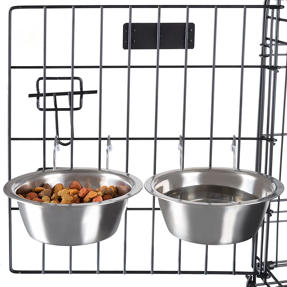 

Stainless steel hanging pet bowls for dogs and cats series-cages, kennels and crates feeder trays for food and water