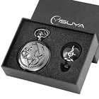 4 шт.компл. Алхимик кварцевые карманные часы подарочный набор с черным цельнометаллическим алхимичным ожерельем подвеска Дизайн Япония Аниме часы коробка наборы