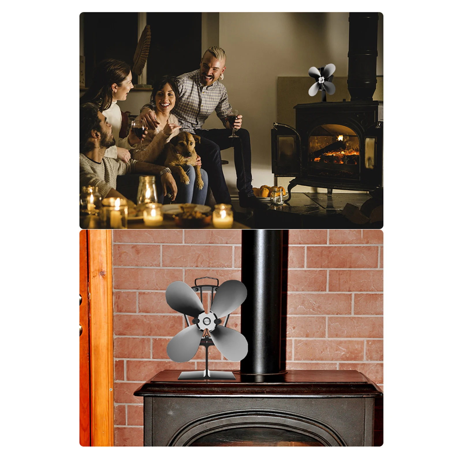 

Black Fireplace 4 Blades Heat Powered Stove Fan Log Wood Burner Ecofan Quiet Home Fireplace Fan Efficient Heat Distribution