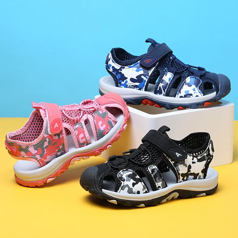 

Kids Children 2021 Summer Baotou Sandals Boys and Girls Fashion Comfortable Camouflage Breathable Beach Shoes KSS20