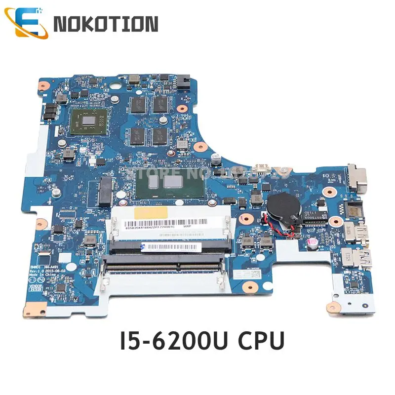 

NOKOTION 5B20K61884 BMWD1 NM-A491 Main Board For Lenovo 300-17ISK Laptop Motherboard I5-6200U CPU R5 M330 GPU full test
