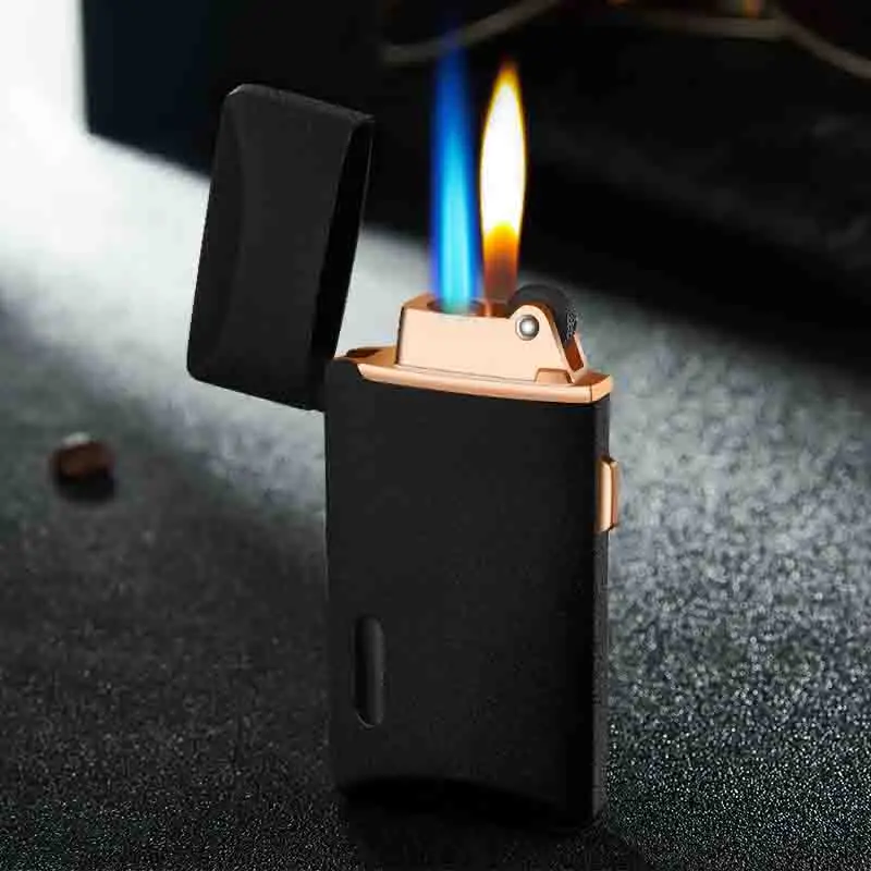 Ветроустойчивый факел зажигалка Двойное пламя прямая газовая Зажигалка