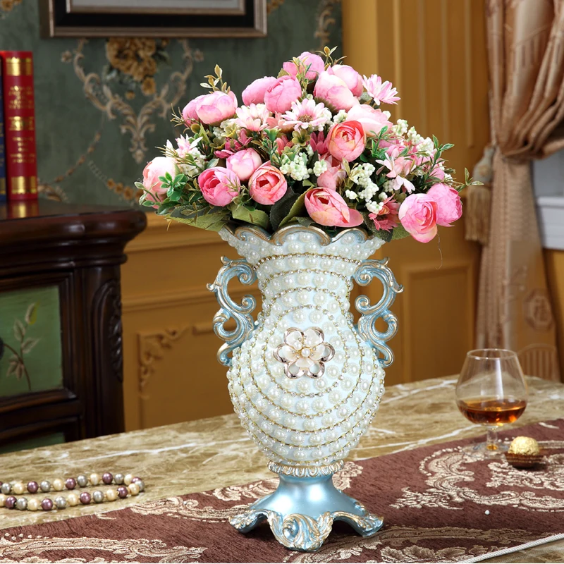 

Европейская ваза из алмазной смолы + Искусственные Украшения для цветов, домашняя гостиная, стандартные поделки, Рабочий стол для отеля, цве...