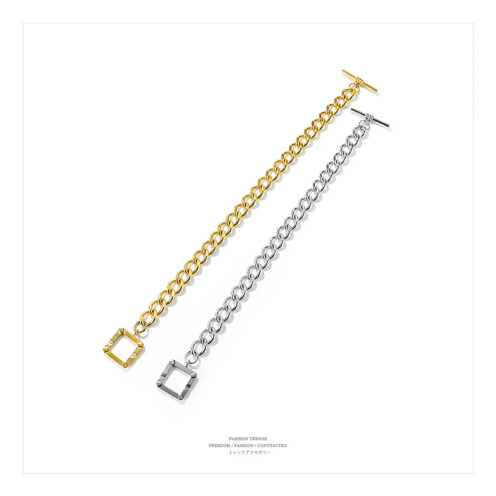 

Personalized stainless steel square buckle thick chain bracelet jewelry