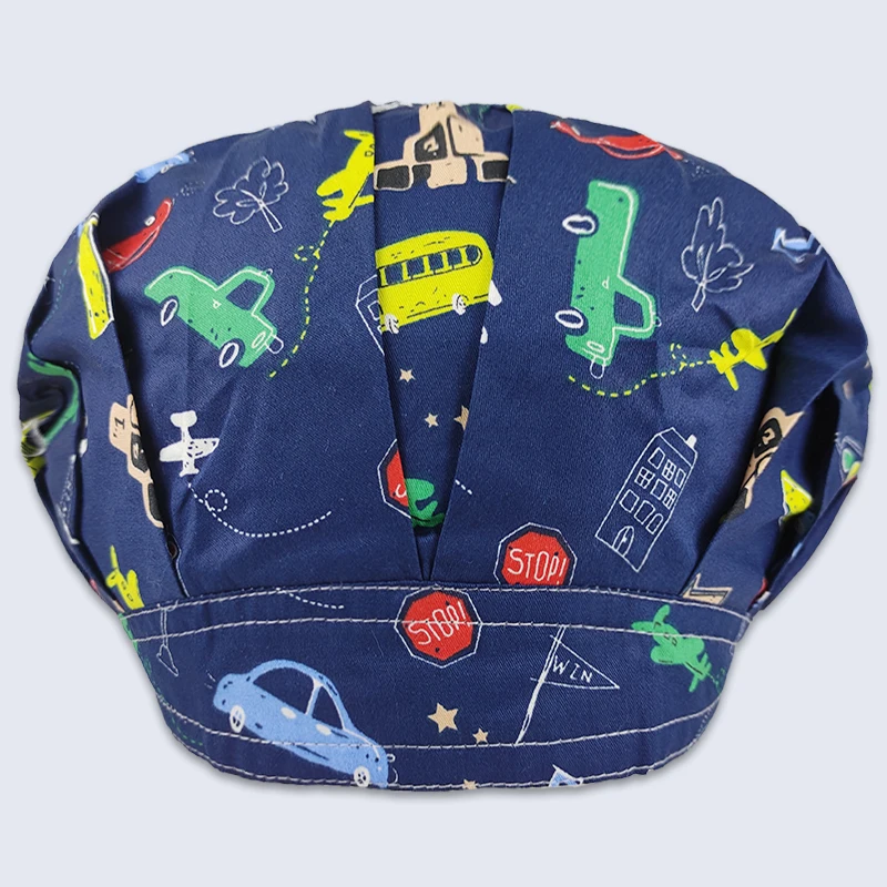 

2020 New Cotton Cartoon Print Nurse Doctor Surgical Cap Laboratory Pet Hospital Beauty Salon Scrub Cap Unisex Chef Work Cap