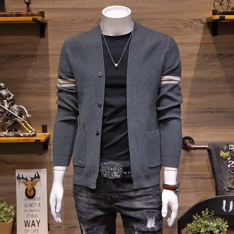 

Knitted cardigan spring new Korean fashion slim youth casual coat men's spring and autumn men's top