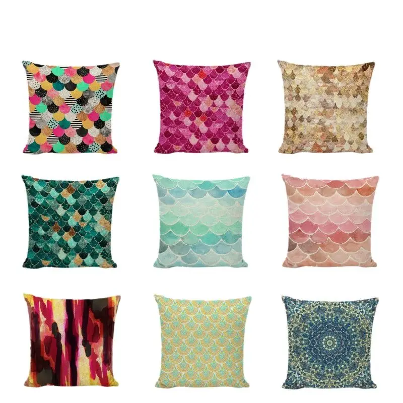 С геометрическим узором Чехлы для подушек Красочные золотые швы Мандала