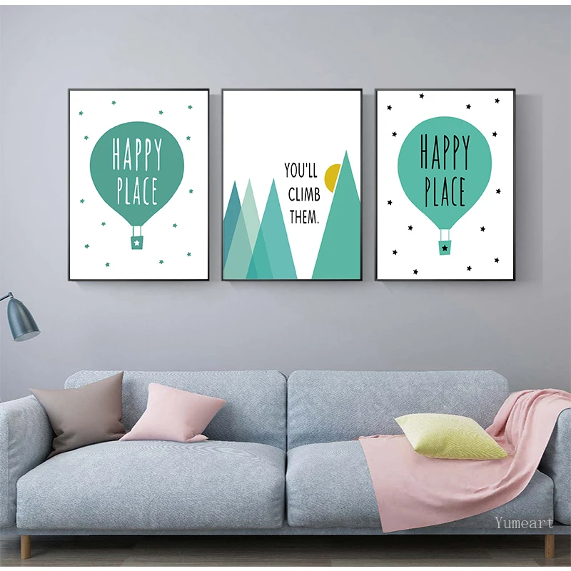 Абстрактная светильник-голубая детская Настенная картина КИТ на холсте