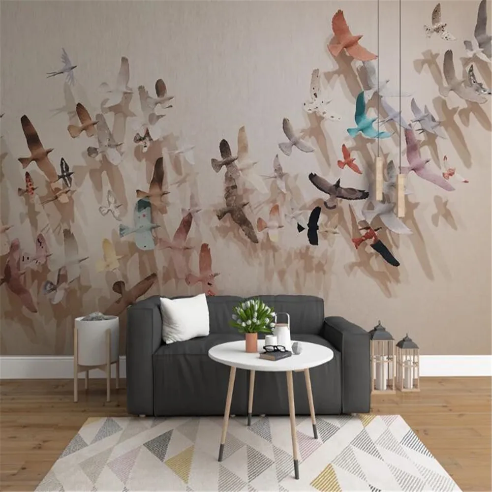 

milofi nordic modern minimalist 3d stereo flock of birds wallpaper mural background wall