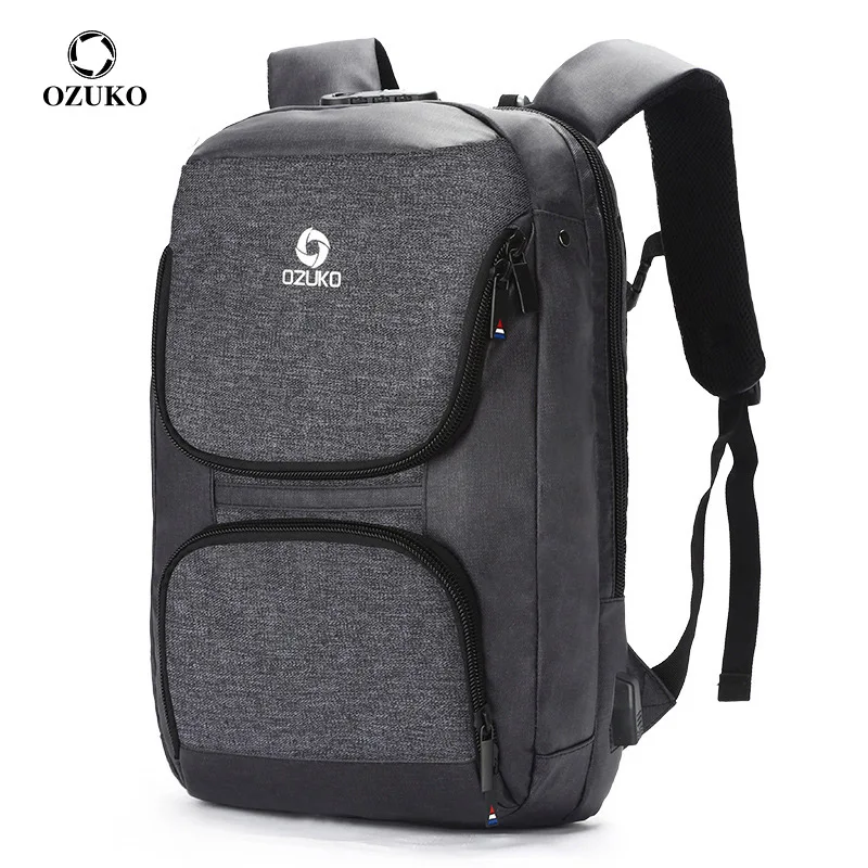 Mochila de Carregamento Mochilas para Adolescente Ozuko Multifunction Masculino Portátil Mochila Moda Estudante Bolsa Viagem Usb