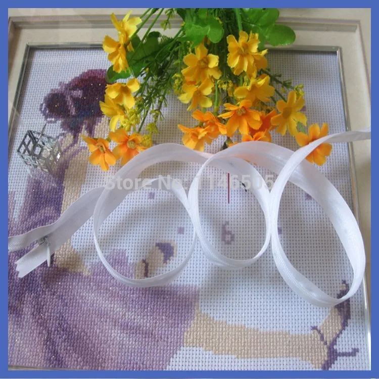 Белые невидимые молнии 3 # оптом закрытые нейлоновые длинные 150 см (59 дюймов) 10