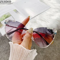 2021 fashion rimless sunglasses women tide diamond inlay cat eye sunglasses polar moda mujer vasos decorativos zonnebril dames
