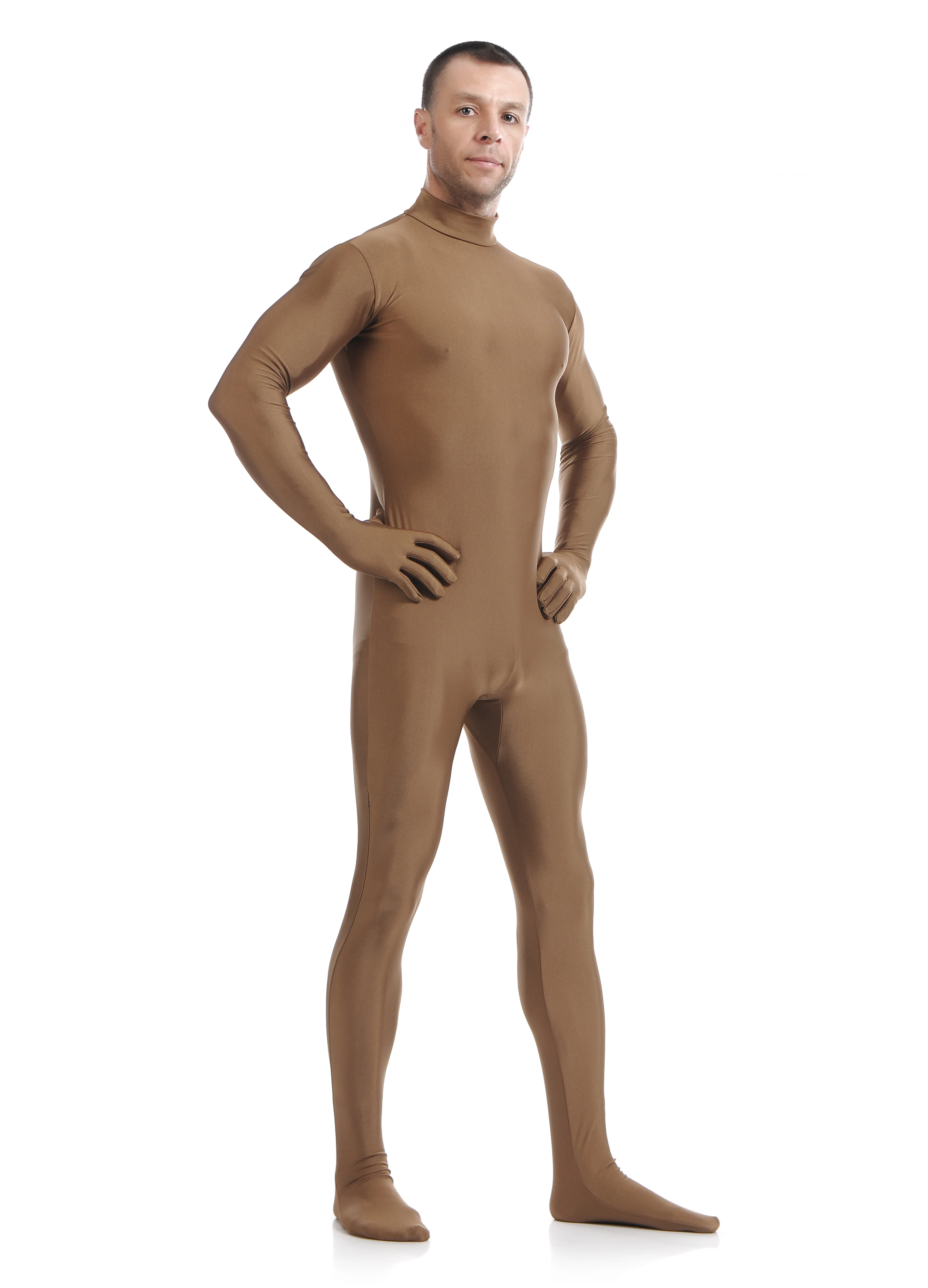 Мужской/женский Комбинезон Зентаи коричневый Облегающий комбинезон из