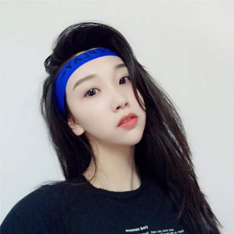 Модный Эластичный спортивный головной убор унисекс с буквенным принтом обручи