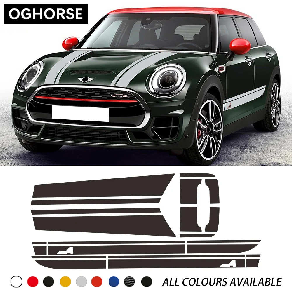 

Автомобильный капот, гоночные полосы, крышка двигателя, багажник, задние боковые полосы, наклейка, комплект кузова, наклейка для MINI JCW Clubman F54,...