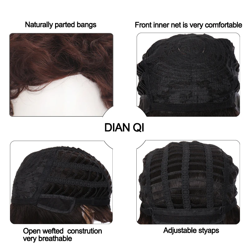 

DIANQI Lady Short Dark Brown Synthetic Curly Wigs for Women Bob Hairstyle Cosplay Natural Hair Wigs