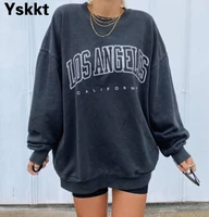 yskkt t shirt women 2021 loose long sleeve pullover tops spring autumn ladies casual letter printing oversized woman tshirts