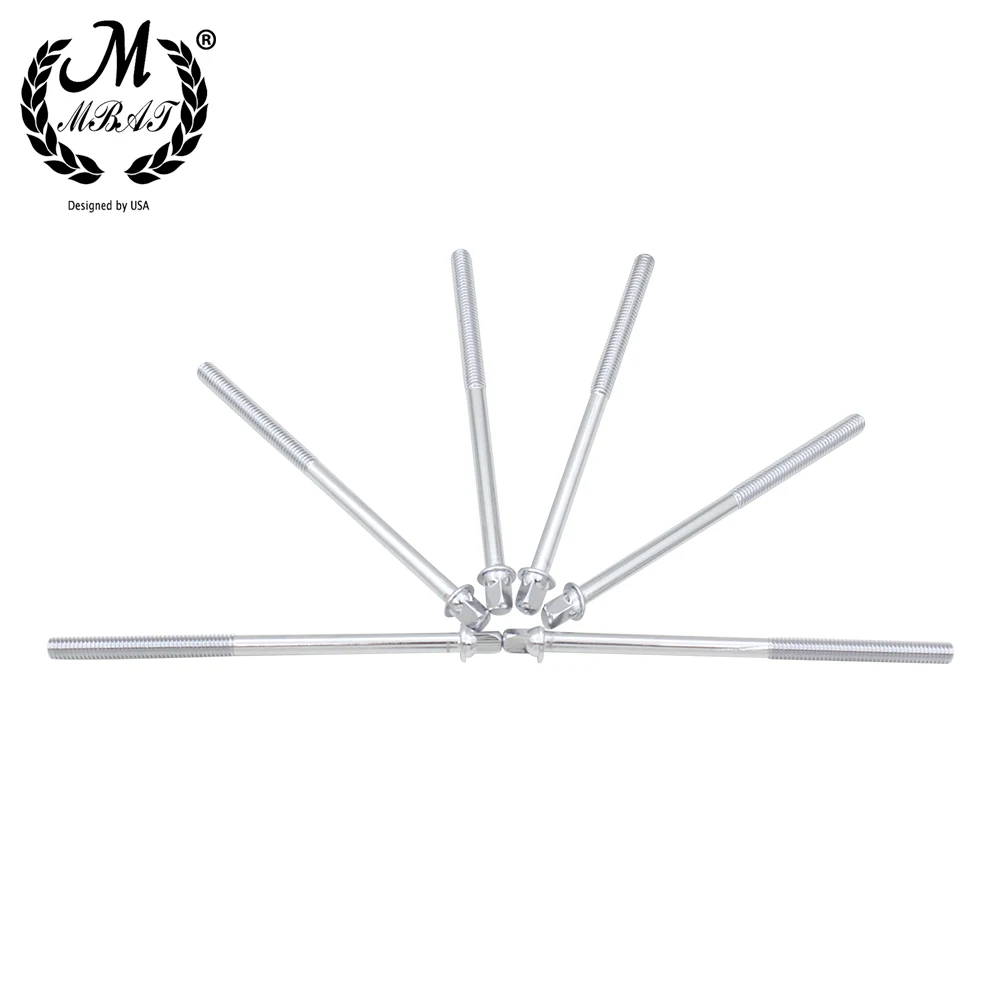 

M MBAT 6 Pcs/set Drum Kit Long Screws Tension Rods Percussion Musical Instrument Accessories Repair and Maintenance Tools