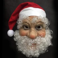 christmas accessories santa claus latex mask with hat funny novelty christmas gift cosplay props makeup carnival party unisex