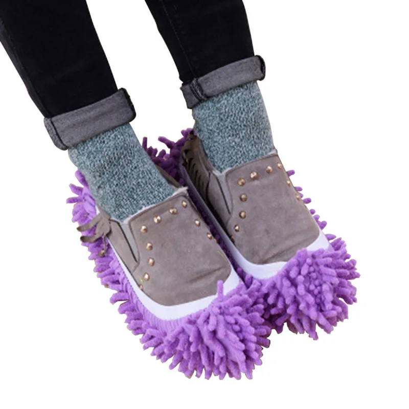 Purple B унисекс; моющиеся Тапочки для уборки пыли; тапочки из микрофибры для уборки дома; тапочки для уборки полов - Цвет: Purple