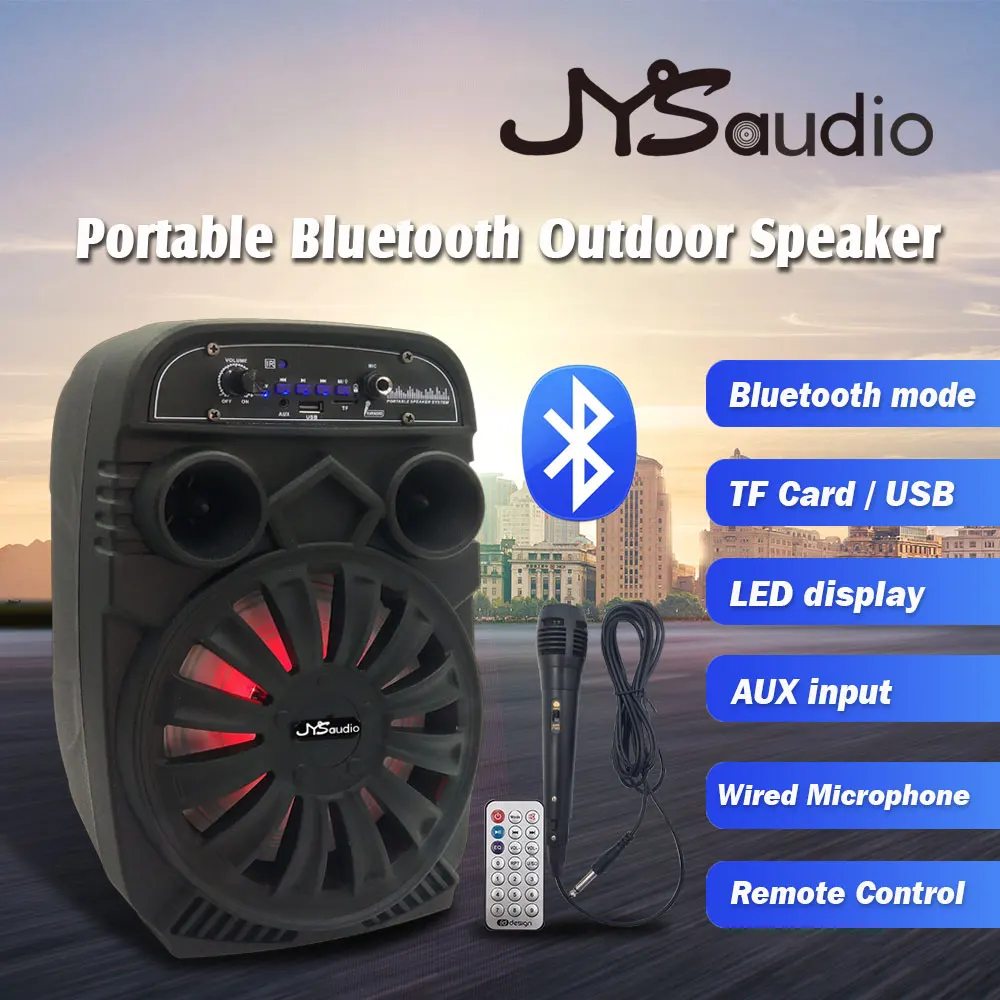 Portable Wireless Bluetooth-compatible Outdoor DJ Stereo Sound LED Audio High Volume Karaoke Trolley Speaker Boombox FM Radio