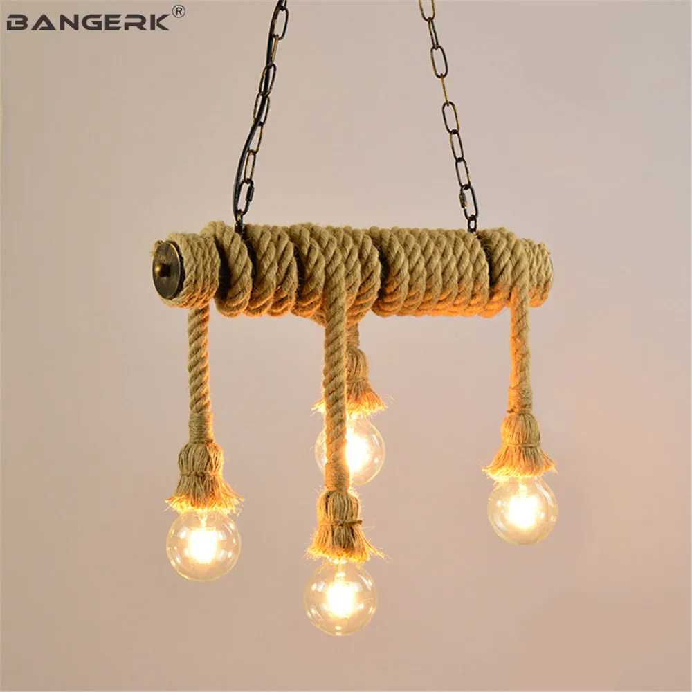 

Эдисон Лофт Декор пеньковая веревка светодиодный подвесной светильник водопровод промышленный винтажный светильник ing столовая Подвесная...