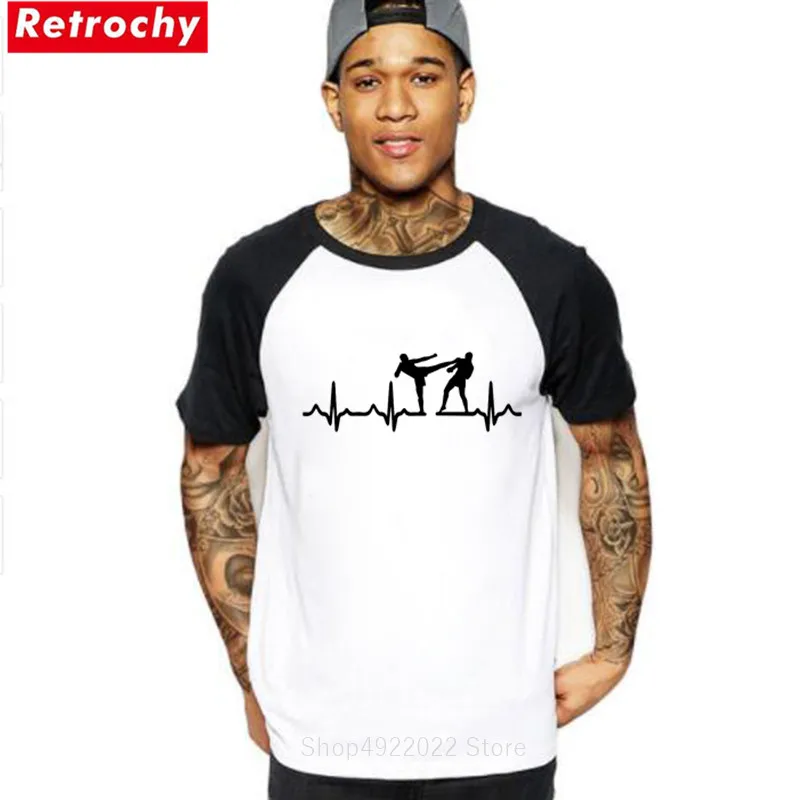 Новый дизайн футболка с принтом сердцебиение и кикбоксинг Новые Топы Cobra Kai