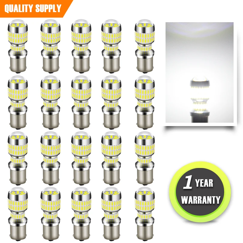 

JIACHI 2pcs 1156 BA15S Car Turning LED Lights W21/5W Reverse Singal Lights 3157 7443 P21/5W Auto Tail Bulbs Brake Lamps DC12-24V