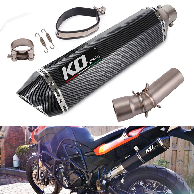 Aluminum Slip-on Exhaust Set for BMW F650GS F700GS F800GS F800GT Motorcycle Mid Tube 51mm Dual-outlet Mufflers No DB Killer Left