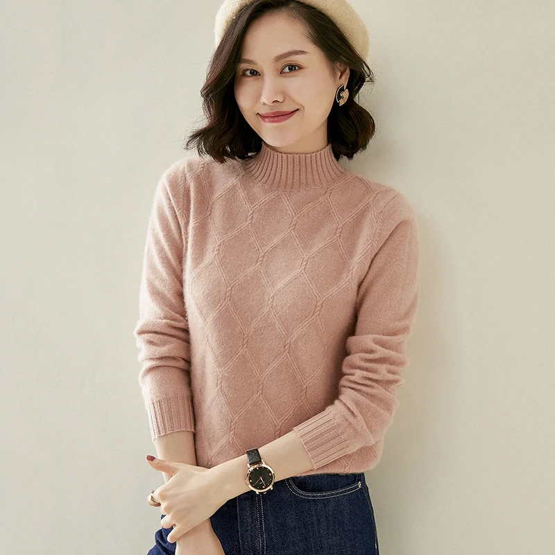 adishree 2020 woman winter 100% Cashmere sweaters autumn knitted Pullovers High Quality Warm Female thickening Turtleneck