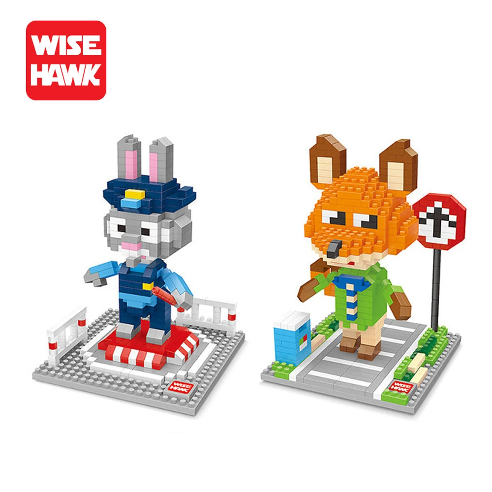 Zootopiaing Аниме фигурки Джуди хопс Ник строительные блоки портативные мини Кирпичи
