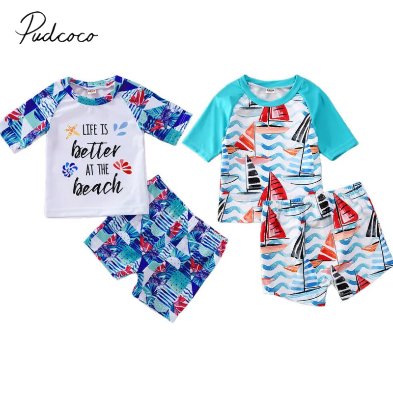 Летний купальный костюм из 2 предметов для маленьких мальчиков и девочек