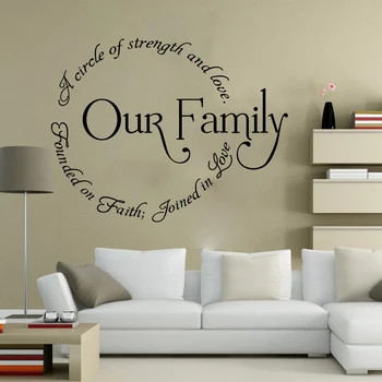 Our Family Circle Qutoe Wall Sticker Living Room Bedroom Home Decoration Our Family Love Faith Quote Wall Decal Kitchen Decor