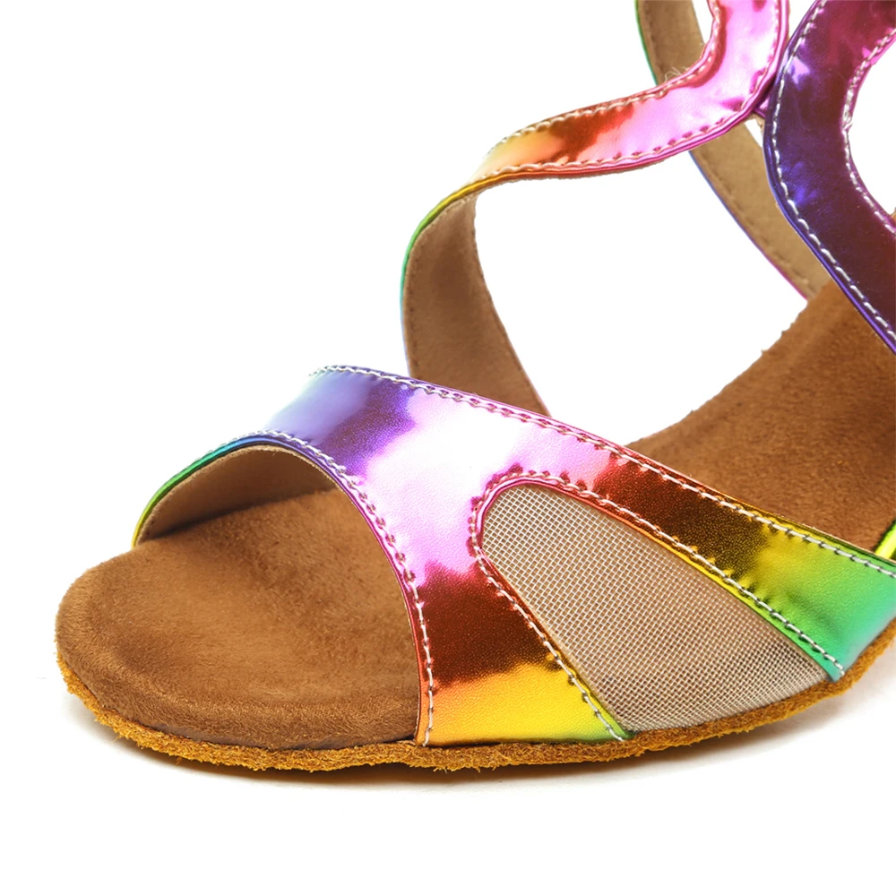 Latin Dance Shoes For Women Multicolor Sandals Salsa Dancing Shoes Woman Ballroom Tango Modern Dance Sandals Party Heeled Shoes