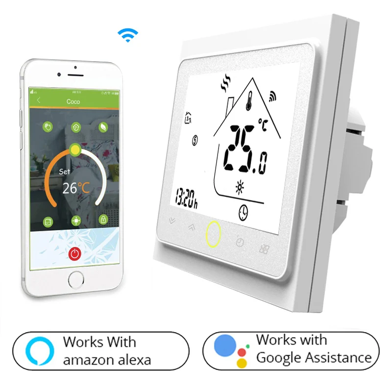 

WiFi Smart Thermostat Temperature Controller for Water/Electric floor Heating Water/Gas Boiler Works with Alexa Google Home