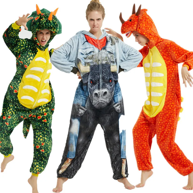 Пижама в виде мультяшных трицератопов пижамный комплект с рождественскими и