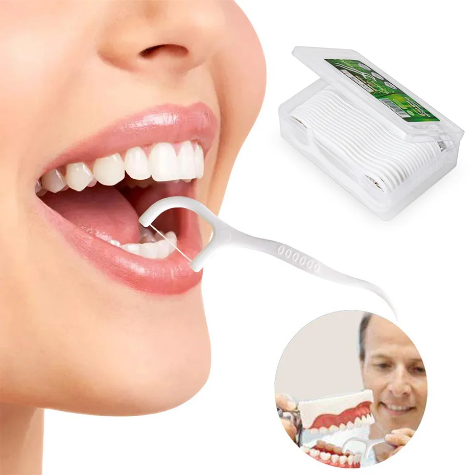 Одноразовая зубная нить Контейнер 50 шт./кор. нейлоновый полимерный проволочный