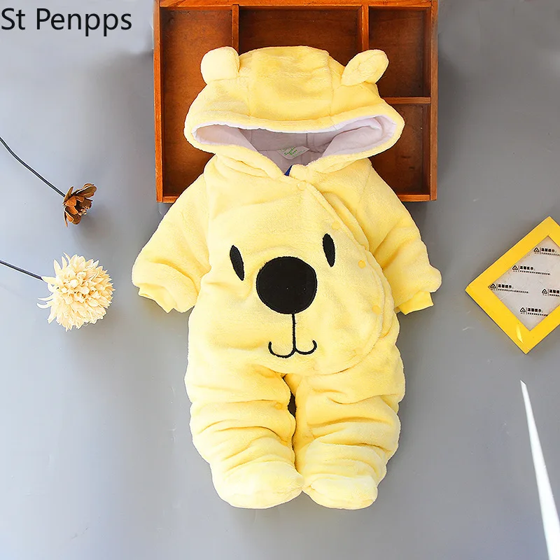 

2021 Autumn Winter Baby Romper For Baby Girls Cotton Hooded Overalls For Baby Boys Rompers Infant Jumpsuit Kids Newborn Clothes