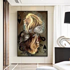 Современные абстрактные постеры с изображением животных лев и фотообои для декора гостиной без рамки