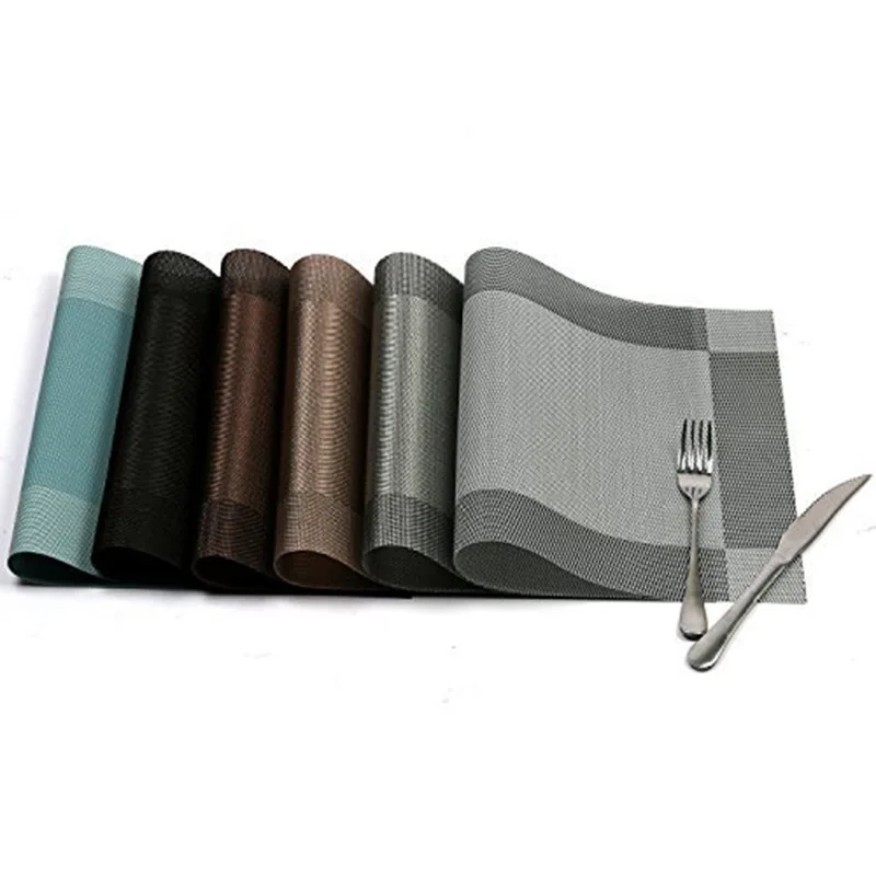 

Set of 4 PVC Washable Placemats for Dining Table Mat Non-slip Placemat Set in Kitchen Accessories Cup Coaster Wine Pad